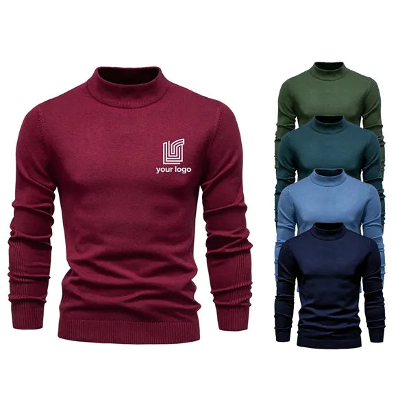 Men's Solid Color Knit mid/mock neck Sweater,multi colors