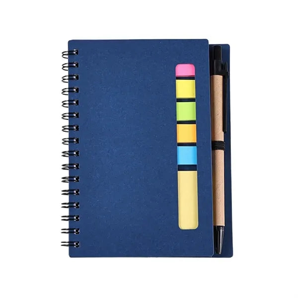 Coil Notebook With Multicolor Sticky Note Pen Holder