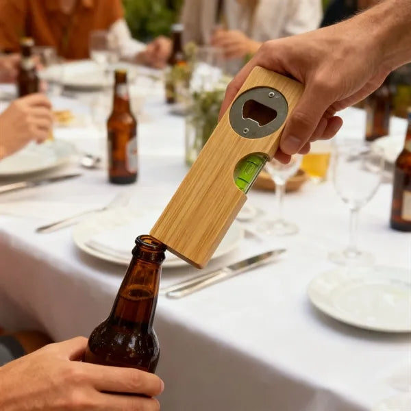 Bamboo Level With Bottle Opener
