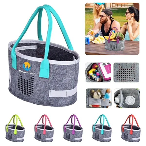 Felt Audio Portable Storage Bag With Elastic Strap
