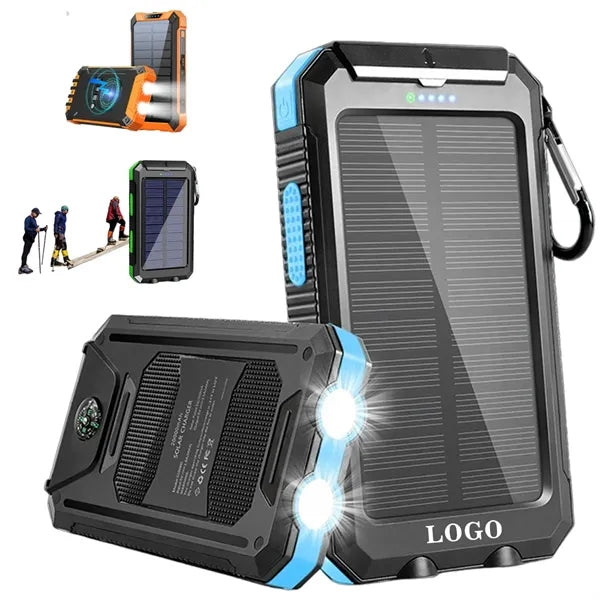 10000mAh Solar Power Bank Wireless Charger with LED