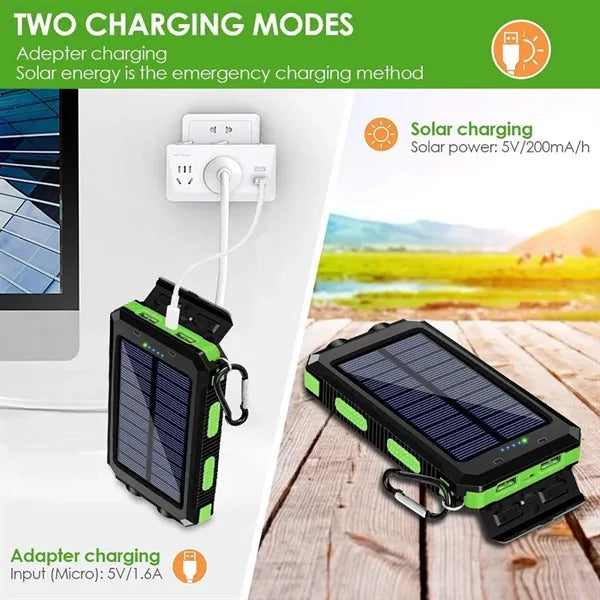10000mAh Solar Power Bank Wireless Charger with LED