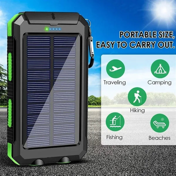 10000mAh Solar Power Bank Wireless Charger with LED