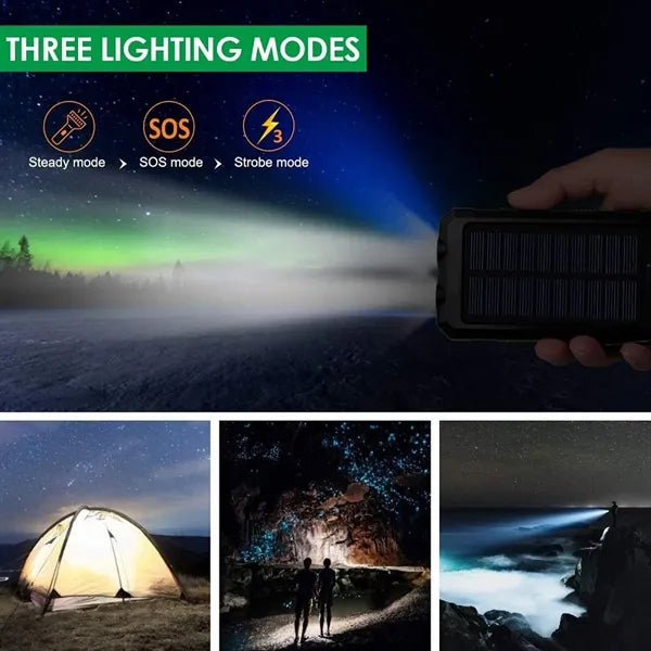 10000mAh Solar Power Bank Wireless Charger with LED