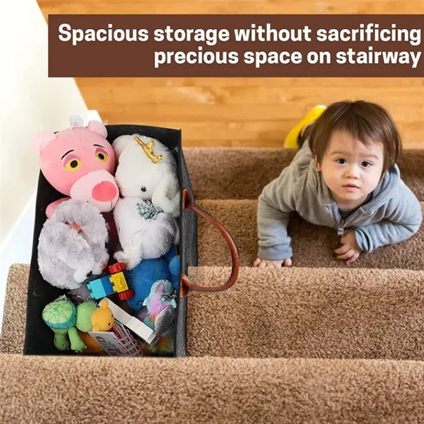 Foldable Stair Step Storage Felt Basket With Handle