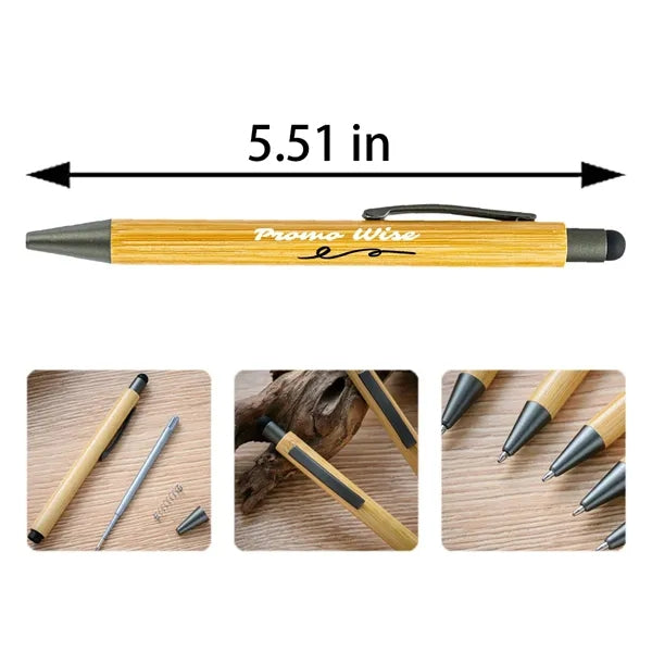 Touch Screen Natural Bamboo Retractable Ballpoint Pen