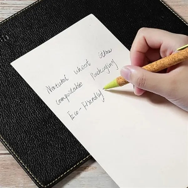 Plastic Straw Cork Push Ballpoint Pen With Replaceable Core