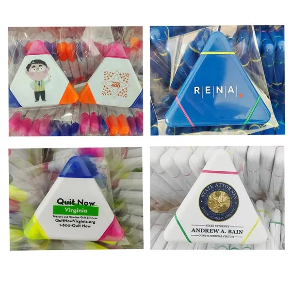 Triple Triangle Multi Colour Highlighter Pens