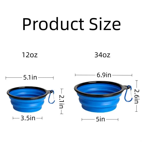 12oz Dog Collapsible Bowl with Carabiner Bracelet Keychain