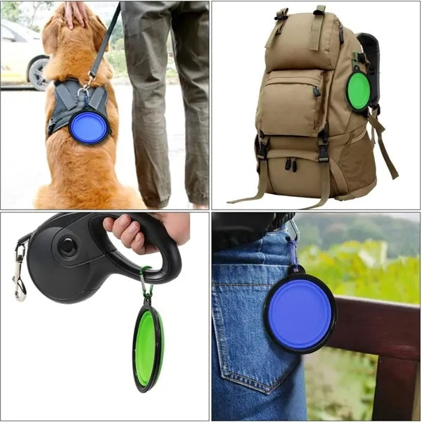 12oz Dog Collapsible Bowl with Carabiner Bracelet Keychain