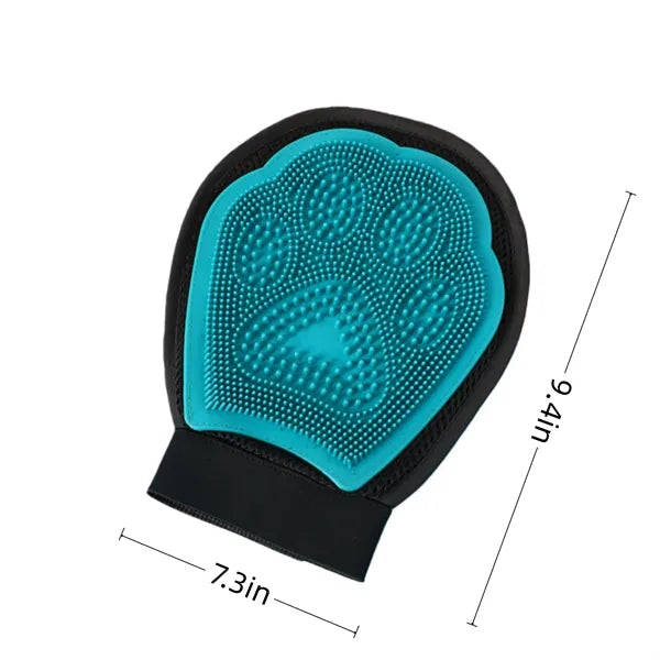 Dual Sided Dog Grooming Glove with Rubber Paw