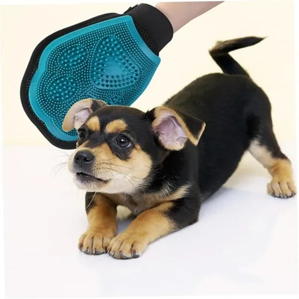 Dual Sided Dog Grooming Glove with Rubber Paw