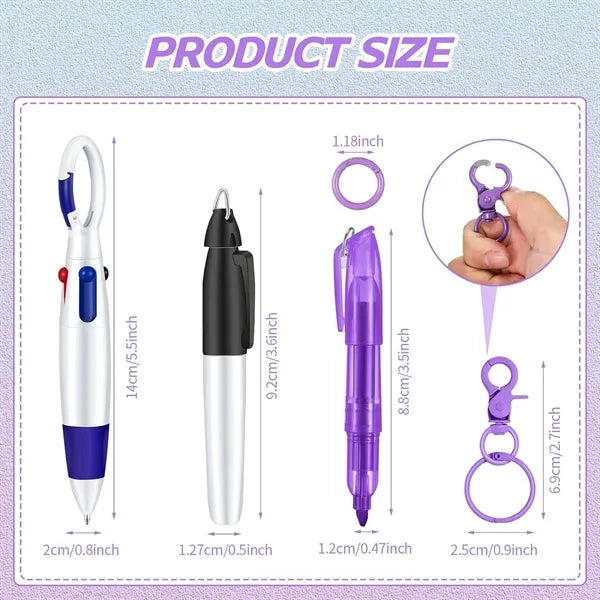 Nurse Ballpoint Highlighter Marker Pen Set W/ Keychain Clip