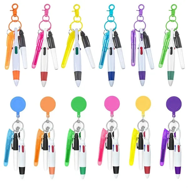 Nurse Ballpoint Highlighter Marker Pen Set W/ Keychain Clip