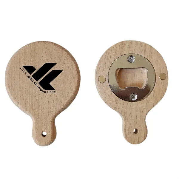 Wooden flat pan bottle opener