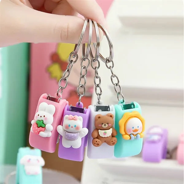 Mini Portable Staples with Keychain Desktop Cartoon Stapler