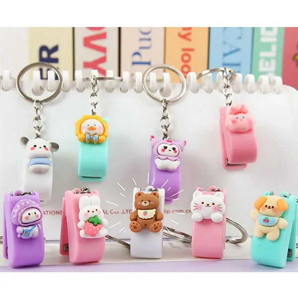 Mini Portable Staples with Keychain Desktop Cartoon Stapler