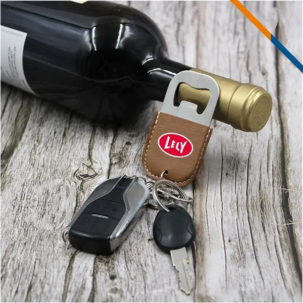 ClixKey PU Leather Keychain Bottle Opener