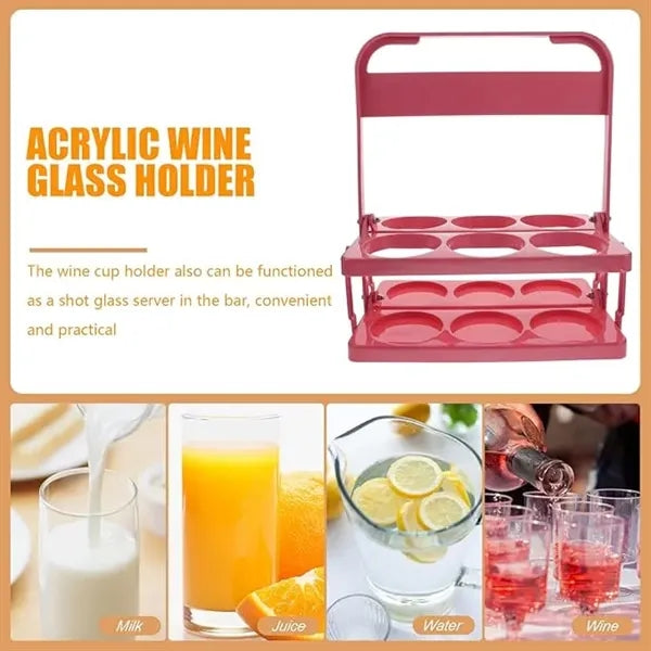 Foldable plastic cup holder carrier with handle for camping