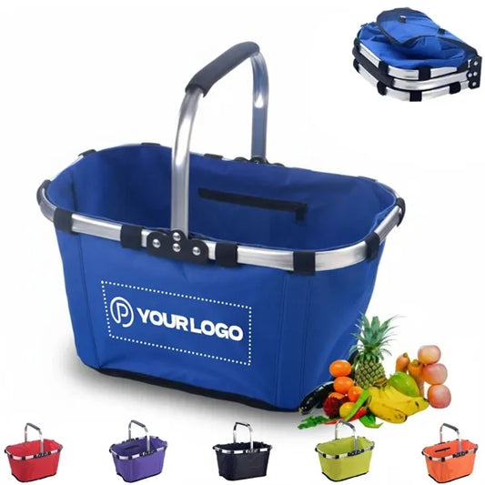 Foldable eco-friendly basket with handle for shopping picnic