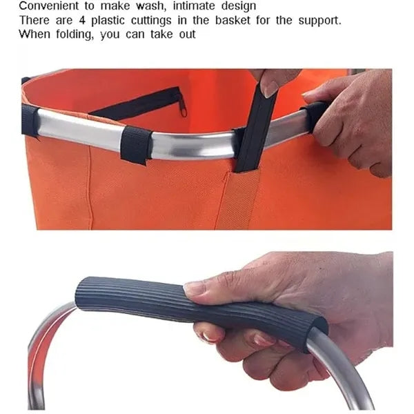 Foldable eco-friendly basket with handle for shopping picnic