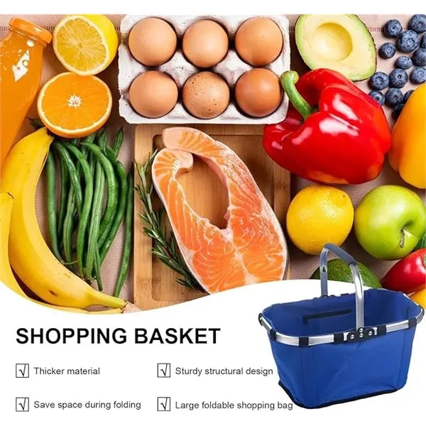 Foldable eco-friendly basket with handle for shopping picnic