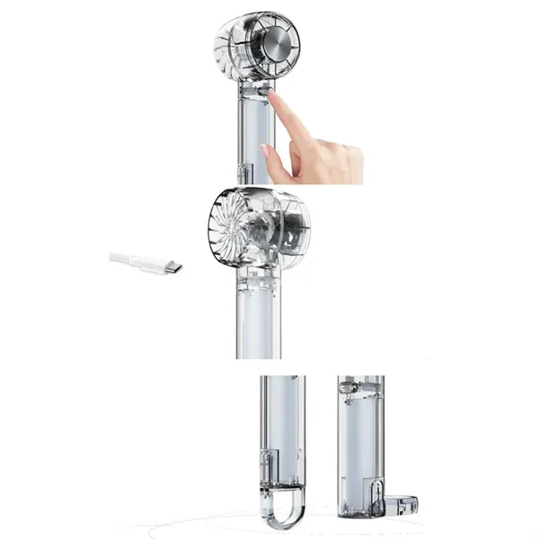 3-speed transparent handheld cooling fan for travel beach