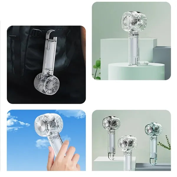 3-speed transparent handheld cooling fan for travel beach