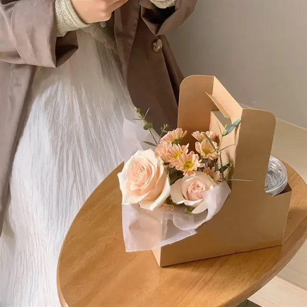 Kraft Paper Flower Gift Wrap Handle Bouquet Bag