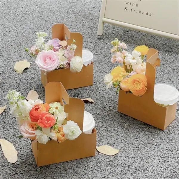 Kraft Paper Flower Gift Wrap Handle Bouquet Bag