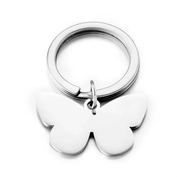 Butterfly Tag Stainless Steel Keychain