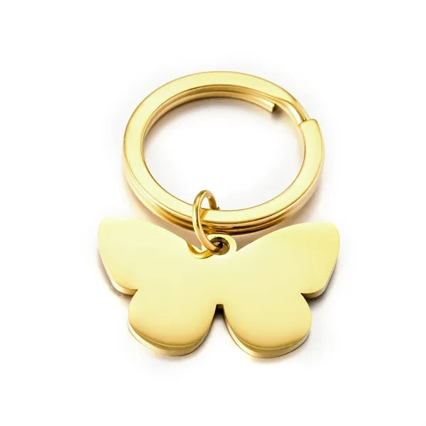 Butterfly Tag Stainless Steel Keychain