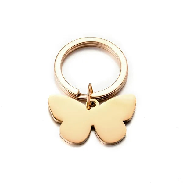 Butterfly Tag Stainless Steel Keychain