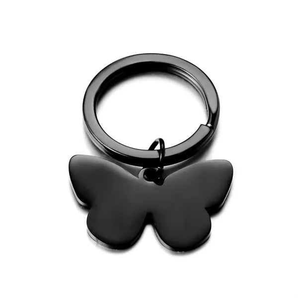 Butterfly Tag Stainless Steel Keychain