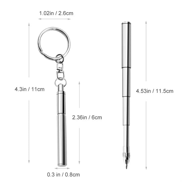 Stainless Steel Telescopic Mini Keychain Pen