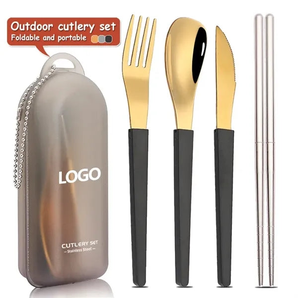 Folding Stainless Steel Cutlery Set with Case