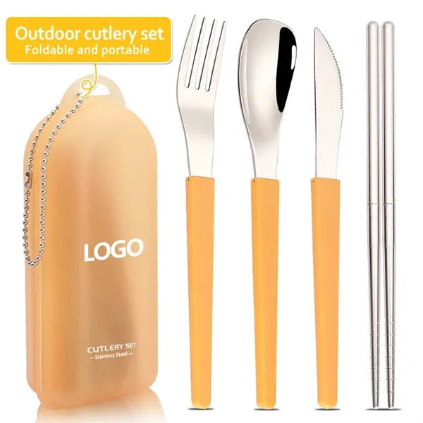 Folding Stainless Steel Cutlery Set with Case