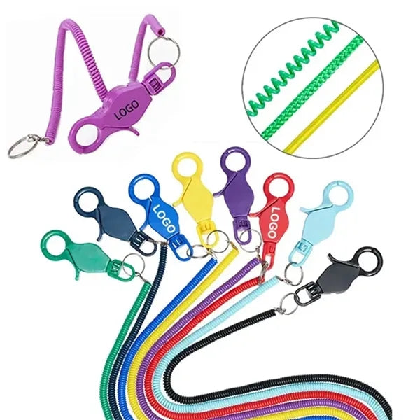 Lobster Claw Bungee Cord/Anti-Lost Spring Coil Cord Keychain