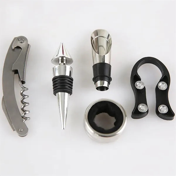 5 Piece Wine Tool Set In Bottle Shape Black Case