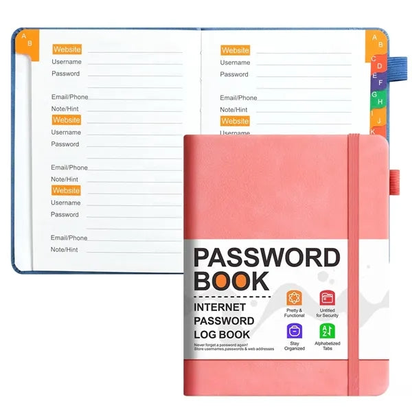 B6 Password Book with A-Z Tabs for Information Organization