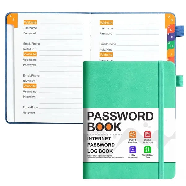 B6 Password Book with A-Z Tabs for Information Organization
