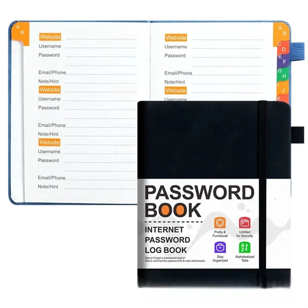 B6 Password Book with A-Z Tabs for Information Organization