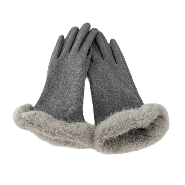Winter Warm Gloves Faux Fur Cuff Touchscreen Compatible