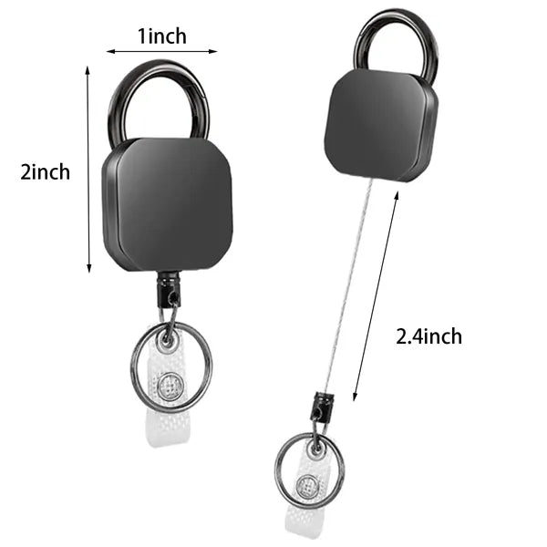 Square Zinc Alloy Retractable Keychain