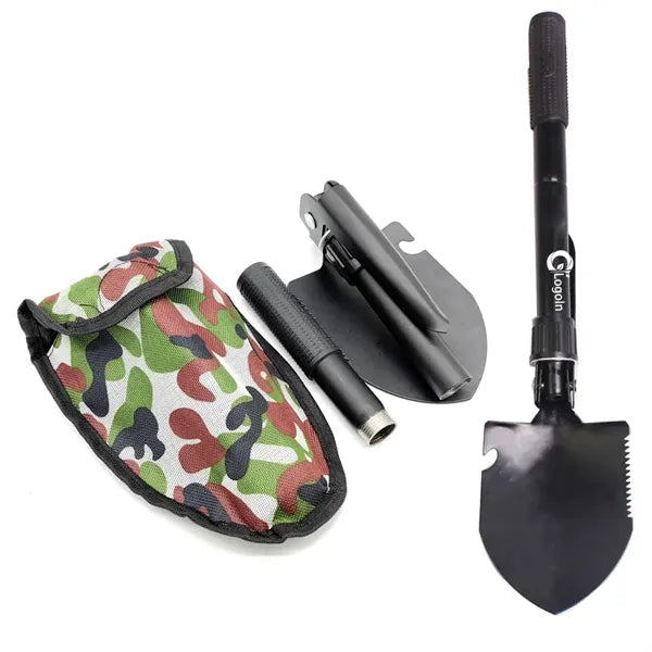 4 in 1 Folding Shovel & Pick, Steel Spade with Serrated Edge