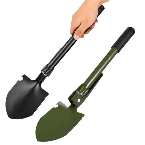 4 in 1 Folding Shovel & Pick, Steel Spade with Serrated Edge