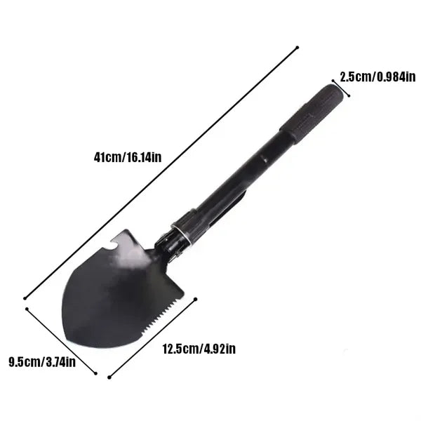 4 in 1 Folding Shovel & Pick, Steel Spade with Serrated Edge