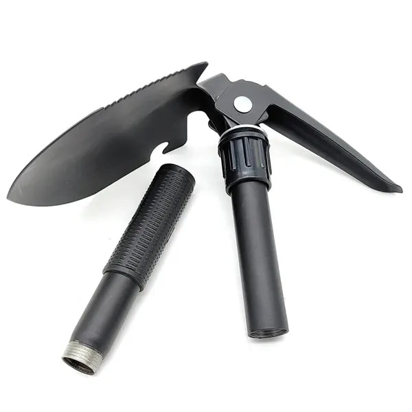 4 in 1 Folding Shovel & Pick, Steel Spade with Serrated Edge