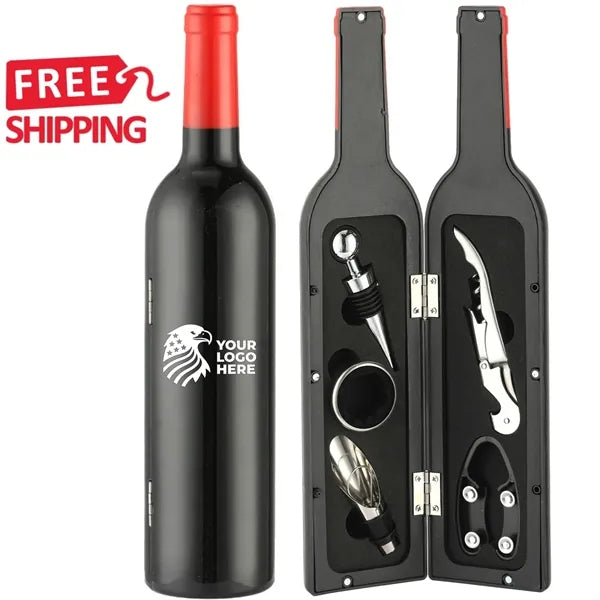 Wine Bottle Shaped Opener Set for Home Bar Gift