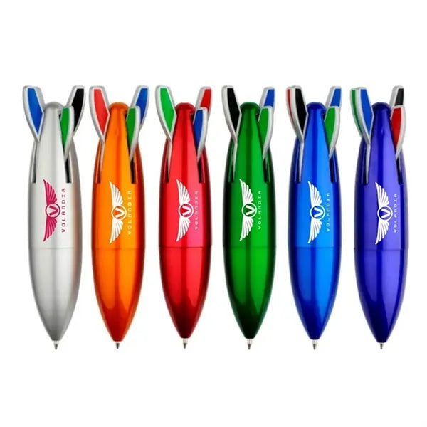 Missile Airplane Fat Rocket Shape 4 Color Ballpoint Pen
